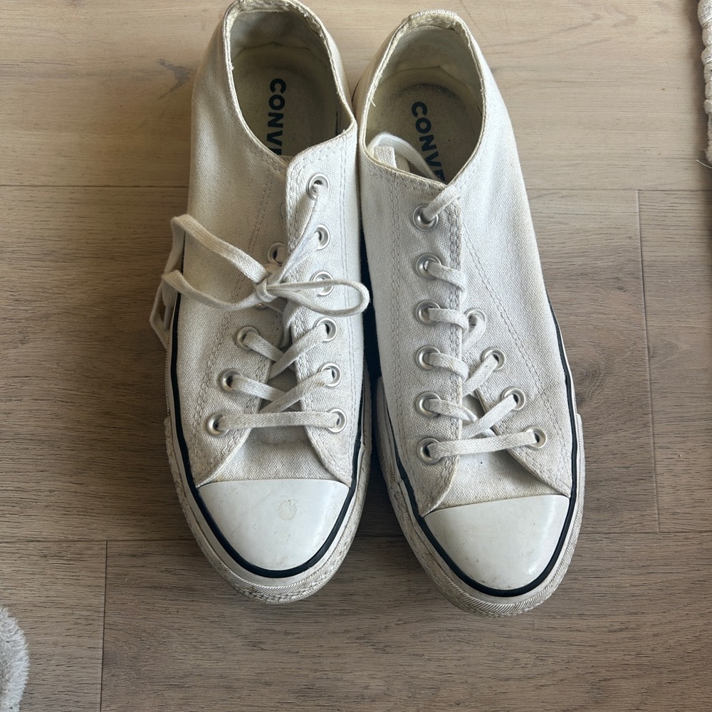White Platform Converse Canvas Sneakers